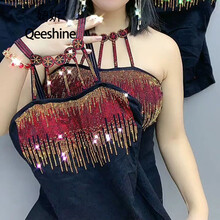 婍妡吊带打底背心女细带吊带背心女2020新款亮钻锁骨弹力美背修身显瘦吊带时尚网红背心潮品女 红金钻07 小码 80-130斤