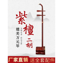 睿典 苏州二胡乐器紫檀木精品专业演奏考级成人儿童通用厂家直销 专业级小叶紫檀二胡+全套配件