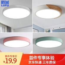 路釜 LED吸顶灯超薄马卡龙彩色铁艺圆形创意卧室灯北欧现代简约餐厅灯过道灯阳台玄关灯饰灯具 (首件体验价）白色直径22cm/单色白光