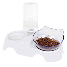 喵先生 猫碗狗碗可悬挂猫咪饮水机自动饮水器喝水喂食器宠物猫咪狗狗用品猫盆饭盆 15°双碗俩用款