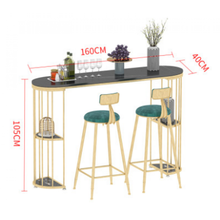 高脚桌简约家用大理石吧台桌椅客厅靠墙高脚桌酒吧奶茶店长条桌椅组合 160*40*105黑色岩板+金色脚 组装  框架结构