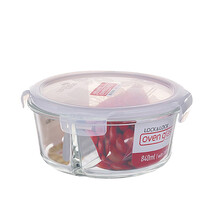 乐扣乐扣 分隔型玻璃保鲜盒微波炉饭盒分格便当盒餐盒密封盒 玻璃碗带盖冰箱储物盒收纳整理盒 LLG861C 840ML