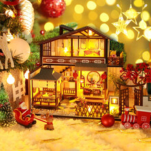 七夕情人节礼物diy小屋 手工小屋 古风日式中国风别墅手工制作小房子拼装模型玩具创意模型 林栖谷居+音乐+圣诞礼包+罩+精美礼盒+灯+工具