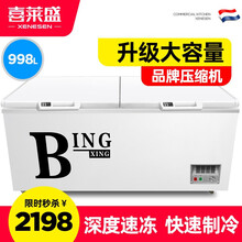 喜莱盛 卧式冰柜商用冷柜大容量冰箱双温冷冻柜雪柜展示柜冻肉柜雪糕柜 998L全冷冻