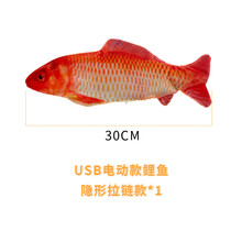 抖音同款会跳动的鱼 摆尾猫玩具跳跳鱼 USB充电毛绒电动仿真鱼 【拉链USB款鲤鱼】