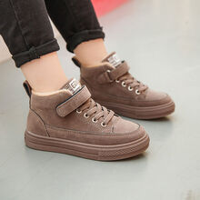 【秋尚新】5女童鞋秋冬款运动鞋6韩版女孩加绒保暖棉鞋7儿童休闲8冬鞋10岁潮 卡其 26码内长约16.4cm