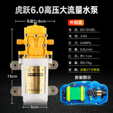 12V伏农用电动喷雾器水泵电机高压打农药机配件马达大功率自吸泵 虎跃6.0大流量高压水泵 【白】