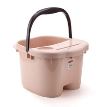 泡脚桶带盖加厚塑料洗脚桶带滚轮按摩泡脚盆足浴盆置物四季可用 大号肉粉色有盖【加厚】