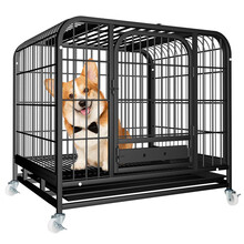 憨憨宠 狗笼可折叠加粗加密宠物狗笼子中型犬小型犬狗狗围栏栅栏泰迪比熊柯基法斗幼犬狗屋兔笼 黑色78经典组装款（78*54*73cm）