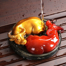 变色茶宠牛摆件创意精品茶玩可养茶宝功夫茶具配件茶道禅意招财牛转乾坤 变色茶宠牛转乾坤【组合】