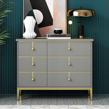 九斗柜轻奢风现代简约客厅卧室多功能储物柜北欧收纳柜大容量边柜 六斗柜浅灰色 组装