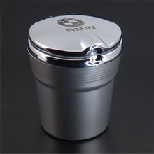 21款宝马车载烟灰缸新5系3系1系2系7系X3X1X2X5X6X7改装内饰汽车用品金属内胆带灯垃圾桶 高款银色（金属内胆+合金盖） 适用于21款20款19款18款17款16款15款