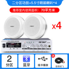 先科明装吸顶喇叭音响吊顶天花板无线蓝牙功放套装室内壁挂背景音乐广播系统吊装悬挂式挂墙店铺餐厅商场音箱 4个喇叭+功放 官方标配