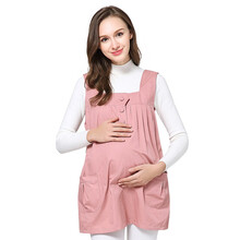 婧麒防辐射服孕妇装防射服孕妇上班穿连衣裙背带裙 粉色 XL