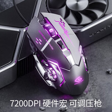 吉选（GESOBYTE）X7有线游戏鼠标 机械电竞宏定义编程发光LOL吃鸡压枪 笔记本电脑台式机网吧家用USB鼠标 灰