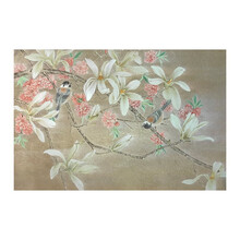 墨斗鱼艺术丁勇钢工笔花鸟国画宣纸手绘春花山雀富贵喜气新中式风格装饰画原创艺术品实木画框39*58cm