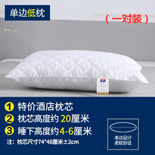羽丝绒枕头单人双人枕芯一对装家用酒店护颈椎枕睡觉专用学生宿舍 单边绗缝【低枕】一对装