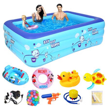 儿童充气游泳池婴儿家用超大戏水池宝宝洗澡桶小孩洗澡水池 1.5米三层豪华套餐游泳池