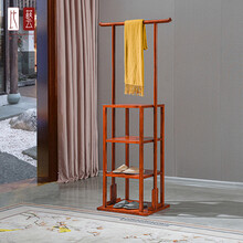 比艺 红木家具非洲花梨（学名：刺猬紫檀）新中式衣帽架鞋柜一体实木客厅卧室多功能挂衣架层架