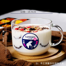 乐美雅玻璃杯带把杯耐热水杯加热牛奶杯 泡茶杯办公室杯子绿茶花茶杯家用微波炉 500mL一只+勺子