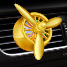 车载小飞机风扇 车载香水汽车内饰品空调出风口小风扇旋转车上装饰品香薰持久清香 炫彩金【带灯】 海洋【香片1个】