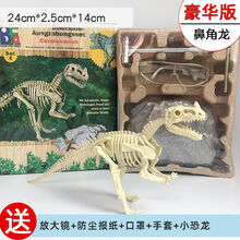 恐龙化石考古挖掘玩具DIY霸王龙骨架手工拼装模型儿童暑假礼物 鼻角龙-豪华版