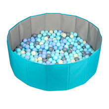 儿童海洋球折叠池围栏无毒无味家用婴儿室内塑料波波球球彩色玩具 【1米马莫兰迪蓝叠池赠200海洋球】