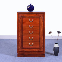 DFJXW F红木家具缅甸花梨（学名：大果紫檀）斗柜实木储物柜 三斗柜五斗柜 新中式明清古典带抽屉柜 五斗柜 长69*宽42*高113cm