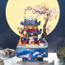 若来古风八音盒diy拼图模型礼物创意解压亲子互动儿童玩具音乐盒女孩生日物醉花灯·春江花月夜AMU01