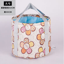 旅行可折叠泡脚桶水盆水桶便携式洗脚盆泡脚袋神器泡脚盆伸缩脸盆 太阳花【收纳袋+毛巾】 中号15升【30*20CM】双层保温