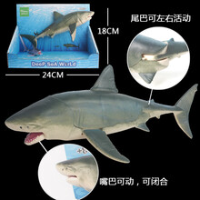 海洋玩具动物模型关节可动鲨鱼章鱼八爪鱼鲸乌贼珊瑚儿童节日礼物 鲨鱼款