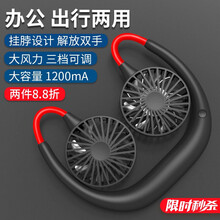 迅格小风扇迷你usb可充电手持学生小型便携式宿舍桌面网红手拿带电池桌上挂脖小风扇 挂脖小风扇【酷黑】