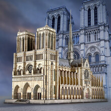乐立方3D立体拼图成年大型拼装古建筑模型巴黎圣母院教堂礼物玩具