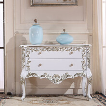 格灿 玄关柜 欧式新古典实木雕花玄关台摆件盆柜高档高级会所别墅门厅柜收纳储物鞋柜 玄关柜1350*450*800