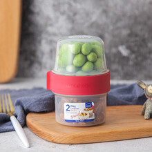 乐扣乐扣（LOCK&LOCK）保鲜盒密封塑料双层零食储物罐透明分隔防潮酸奶盒 单个150ml+150ml