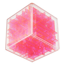 魔域文化立体迷宫3D玩具走珠魔幻冲关大冒险智力球男孩女孩3-6岁7-12岁益智玩具 【透明款】红色 小号