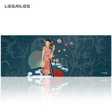 飞遁（LESAILES）800*300*3mm 国潮旗袍超大鼠标垫 锁边加厚办公电竞电脑键盘垫 蓝色