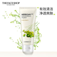 菲诗小铺（The Face Shop）草本洗面奶补水清洁控油泡沫洁面乳洁面膏 绿豆 温和清洁 控油170ml