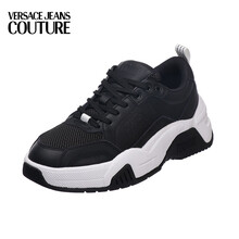 送女友 范思哲 VERSACE JEANS COUTURE 女士皮革平底运动鞋 黑色 E0VVBSF4 71519 899 38码