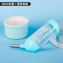 宠尚天 仓鼠喝水壶刺猬龙猫滚珠饮水器荷兰猪兔子用品喂水器 次不丸钢珠防漏水壶 湖水蓝80ml+陶瓷碗