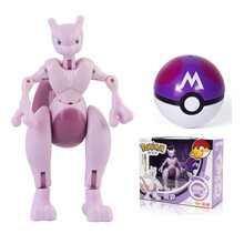 庄臣宝可梦神奇宝贝皮卡丘口袋妖怪玩具手动变形机器人宠物小精灵宝贝套装-超梦+精灵球儿童礼物