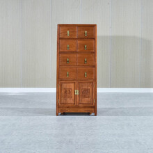 寻古红木家具花梨木类（学名：印度紫檀）储物柜实木收纳柜卧室收纳柜中式多抽茶水柜电视边柜收藏柜Q 长59*宽44*高138cm