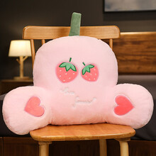 靠垫家纺大号卡通靠垫腰靠座椅靠垫抱枕办公室腰枕椅子靠背垫孕妇汽车靠枕腰垫 粉色草莓款卡通腰靠 60*40厘米（带毯子款）