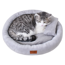 【柔软舒适+枕头】AITAPET猫窝狗窝四季通用宠物猫垫子狗垫子泰迪狗窝小型犬猫咪用品猫床睡袋 灰色L码 建议10斤以内