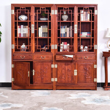 DFJXW F红木家具缅甸花梨（学名：大果紫檀）书房书柜实木书橱带门中式仿古陈列柜书架明清古典书房书 单个 长98宽38高198cm(只发一个)