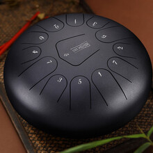 鲁儒空灵鼓13音12英寸色空鼓正品11音手碟打击乐器钢舌鼔初学者专业级 12英寸13音 墨黑色