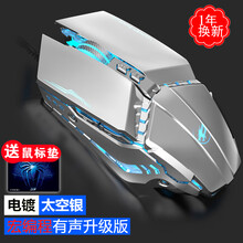 烽火狼 有线电竞办公静音鼠标usb游戏专用宏cf机械lol电脑家用商务网吧台式适用于戴尔男女生笔记本 五代牧马人鼠标银色