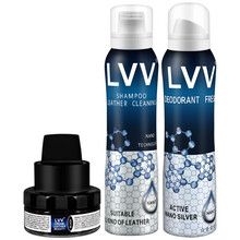 LVV波兰进口真皮皮鞋油 鞋乳一擦亮 上光滋润护理擦鞋神器 懒人鞋刷皮鞋皮衣皮包 黑色棕色 无色通用 套装4【备注颜色+清香剂+泡沫清洁剂】 50ml