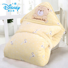 迪士尼 品高品舒适婴儿加大加厚保暖抱毯 新生儿包被春秋冬季宝宝珊瑚绒婴幼儿抱被 乖乖熊加厚款黄色 100x100cm