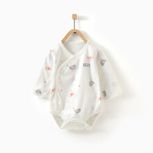童泰 四季款婴儿衣服1-18月新生儿偏开连体哈衣男女宝宝长袖包屁衣 TS94J198 粉灰鸟 66